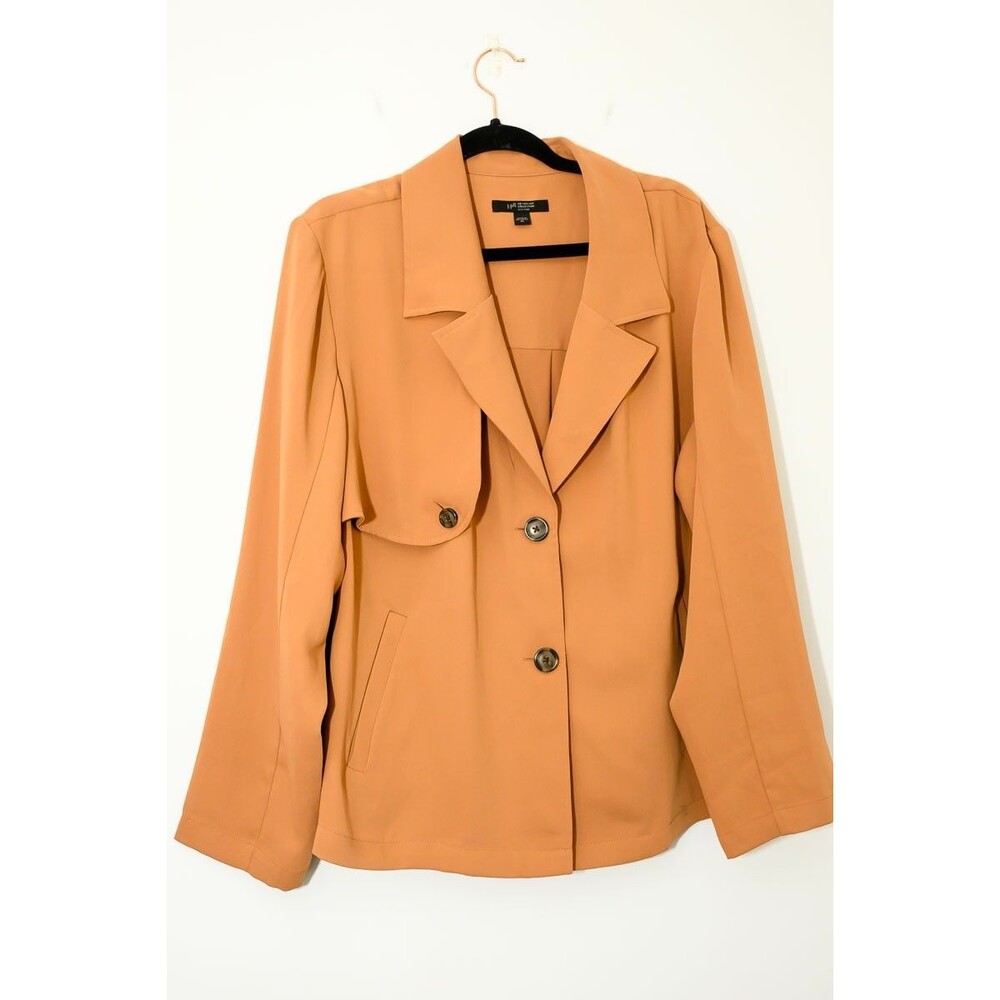 J. Jill Wearever Lightweight Trench Jacket Blazer XL Saffron Office